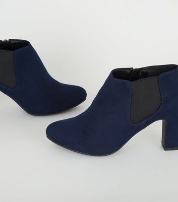 Ladies wide fit on sale navy ankle boots