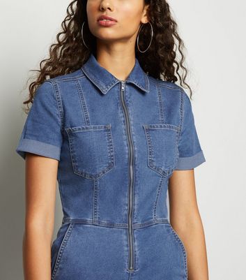 skinny denim boiler suit