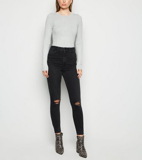 Tall Black Waist Enhance Ripped Skinny Jeans