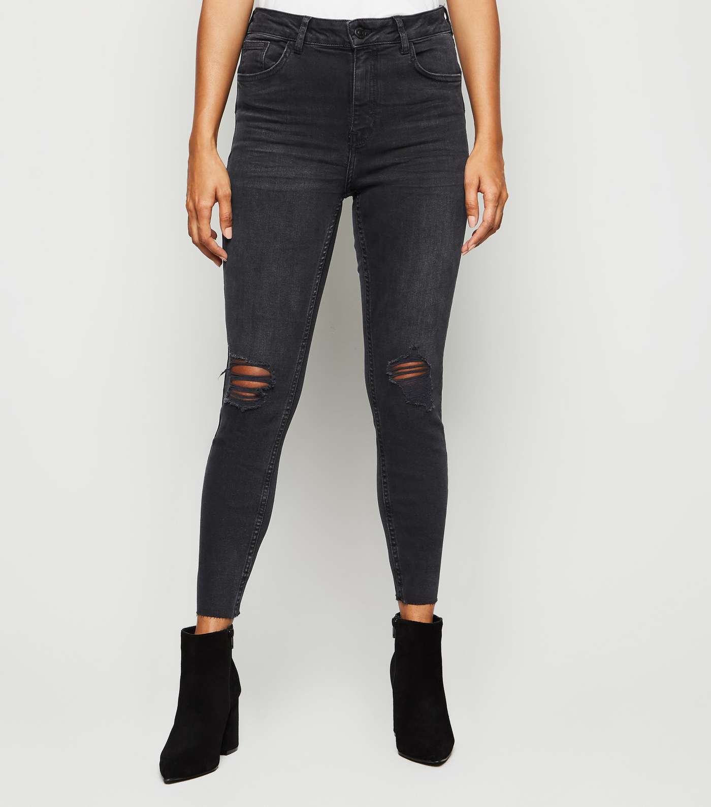Petite Black High Rise 'Lift & Shape' Skinny Jeans Image 2