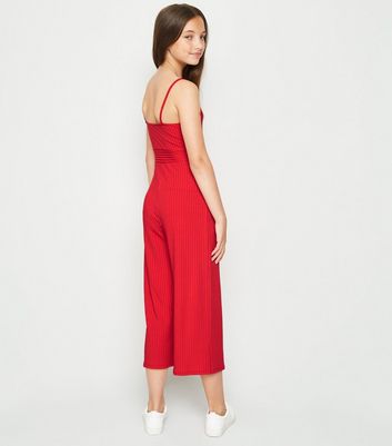 red crop jumpsuit