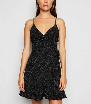 new look polka dot wrap dress