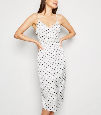 white spot midi dress