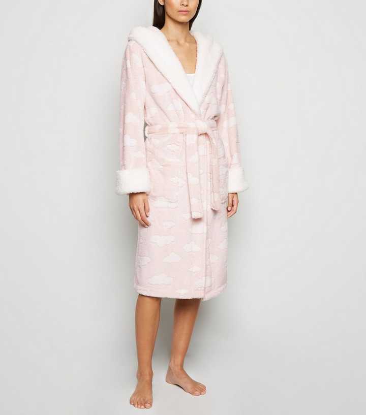 Pink Cloud Fluffy Hooded Dressing Gown