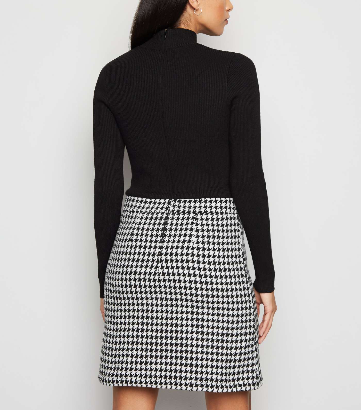 Black Dogtooth 2 in 1 Dress Image 3