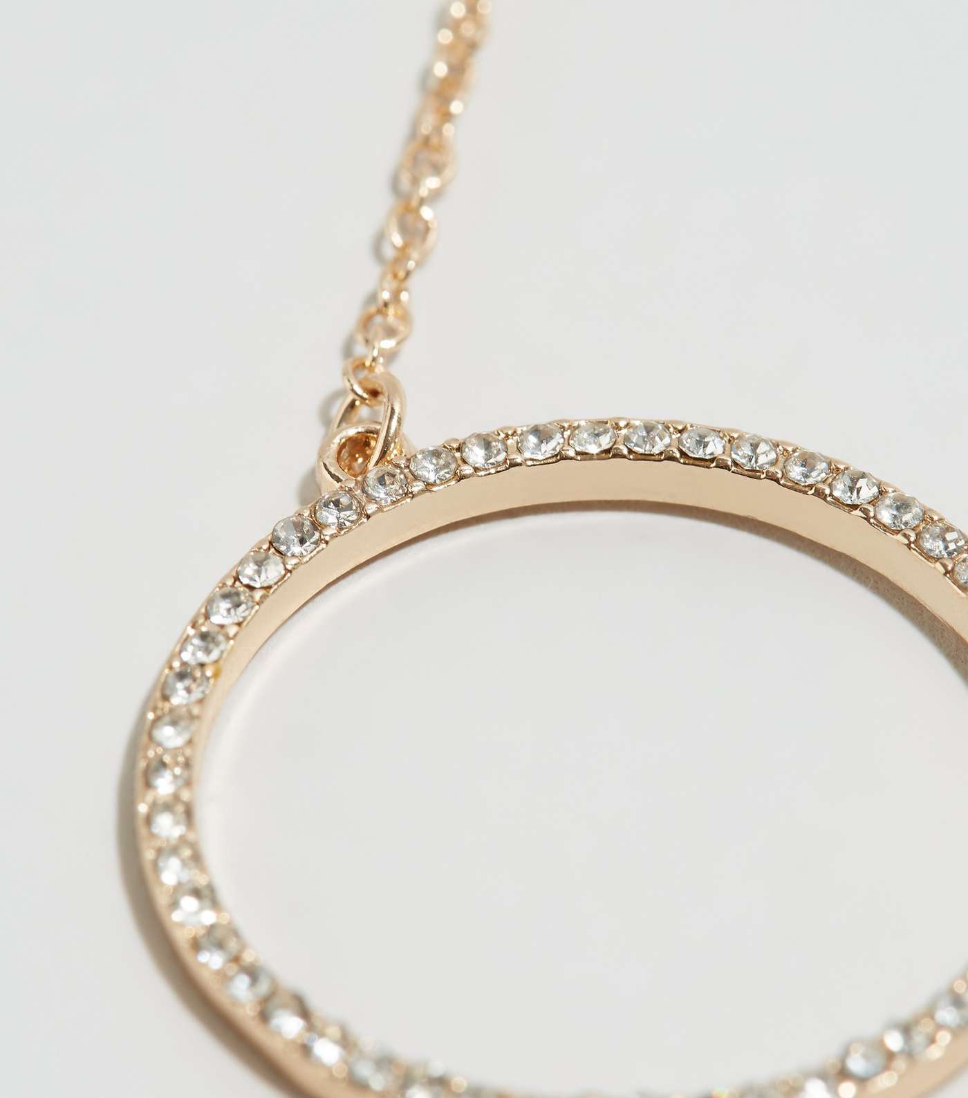 Gold Diamanté Open Ring Pendant Necklace Image 3