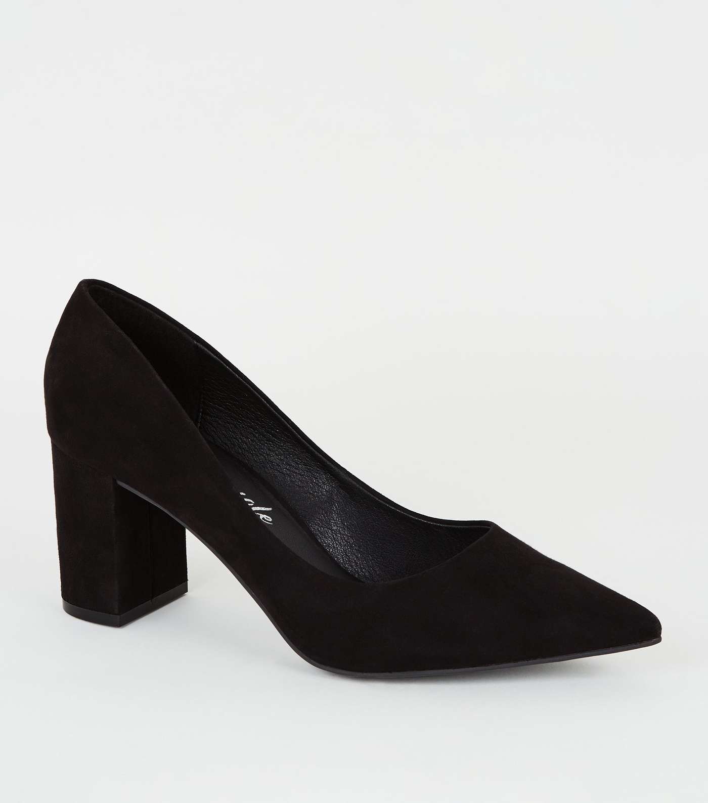 Black Suedette Pointed Court Shoes