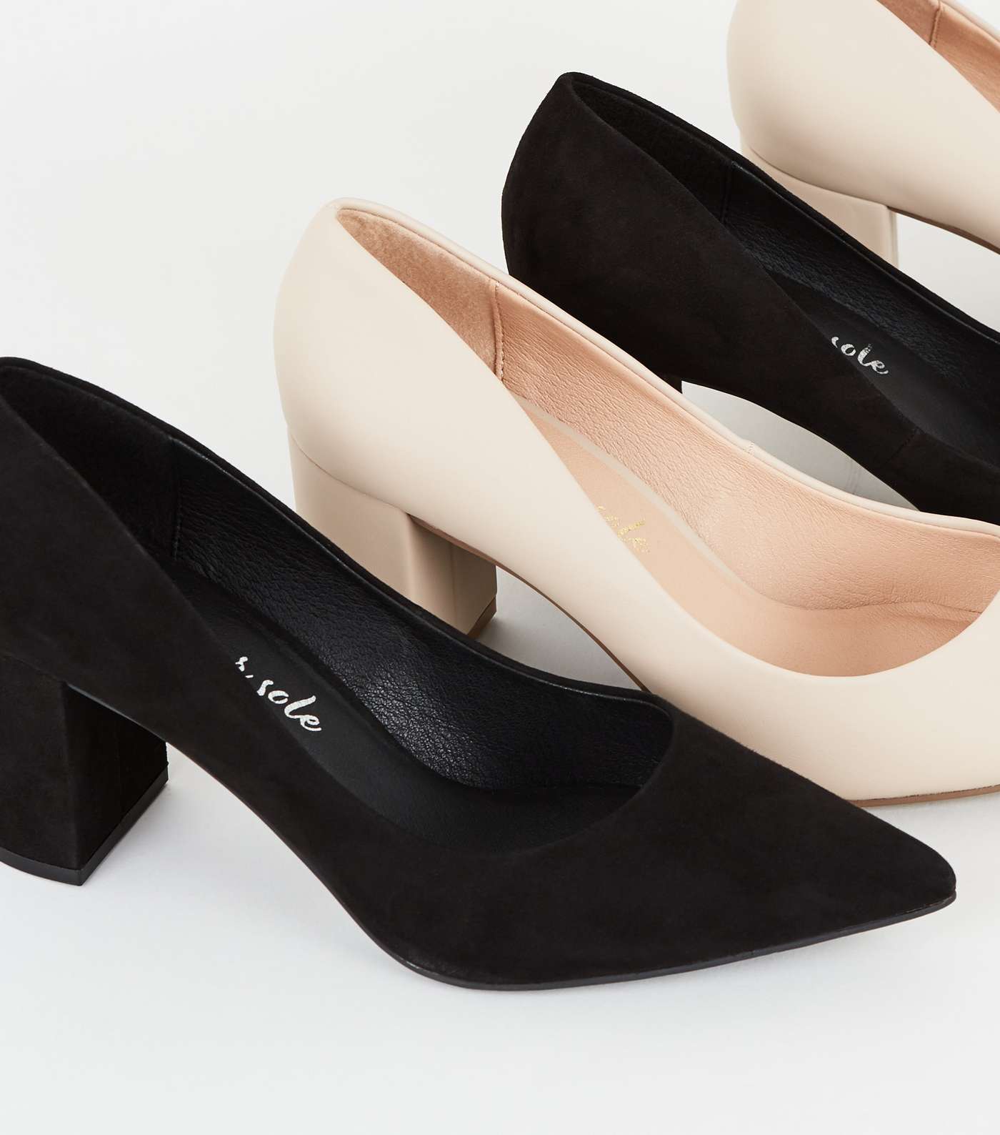 Black Suedette Pointed Court Shoes Image 3