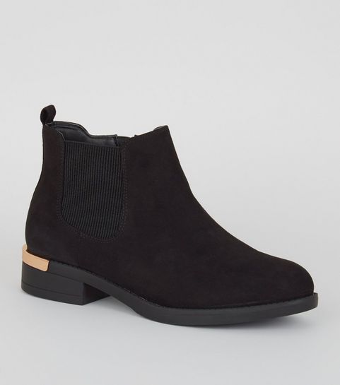 Wide Fit Black Suedette Chelsea Boots