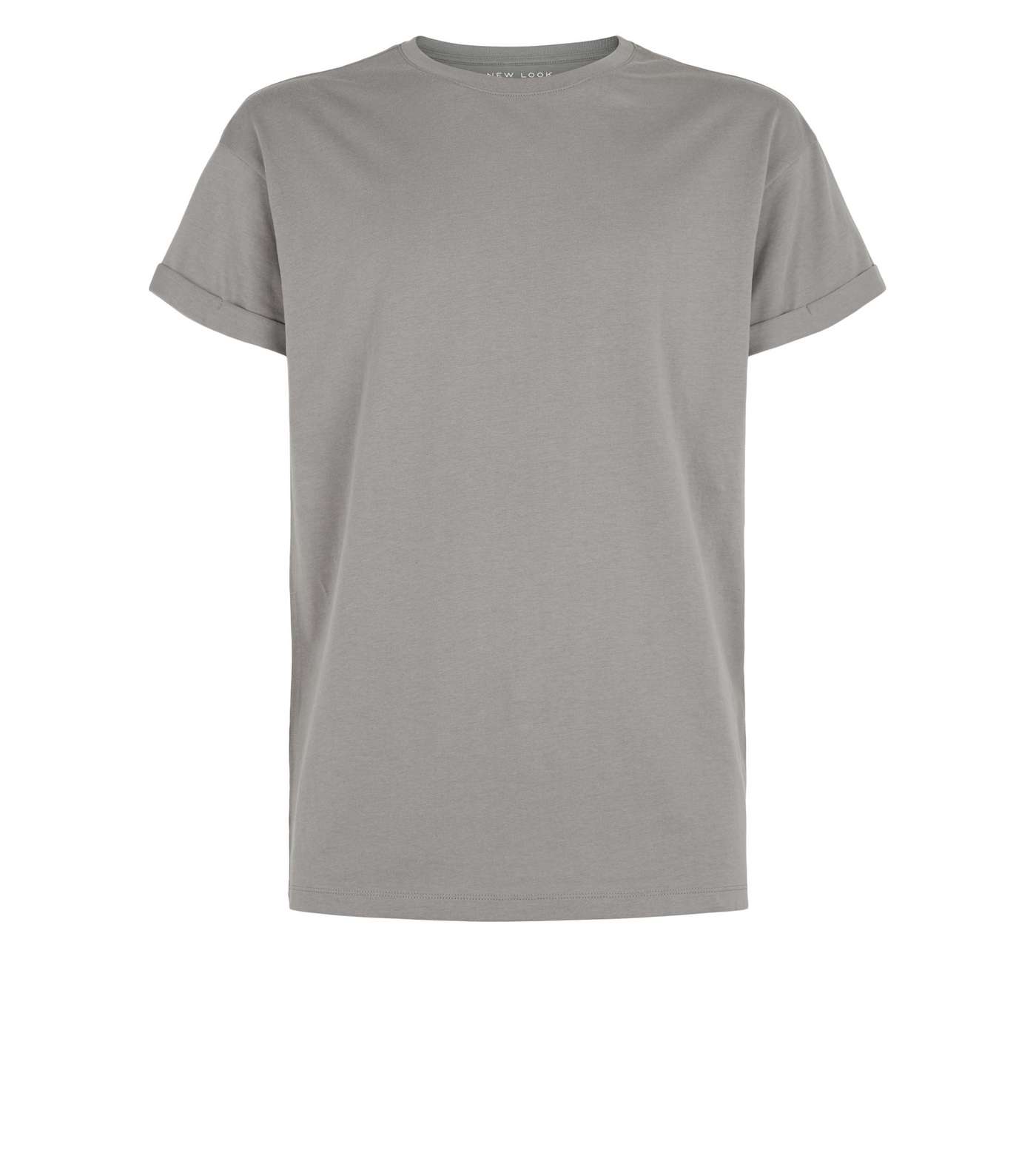 Pale Grey Roll Sleeve T-Shirt Image 4