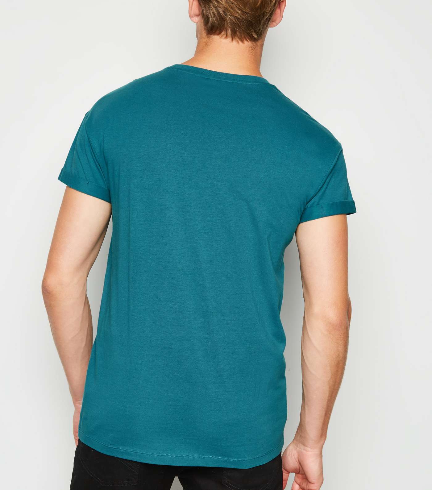 Teal Roll Sleeve T-Shirt Image 3