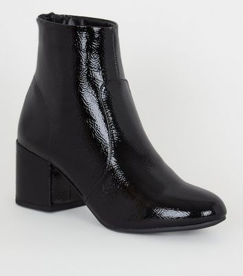 patent heeled ankle boots