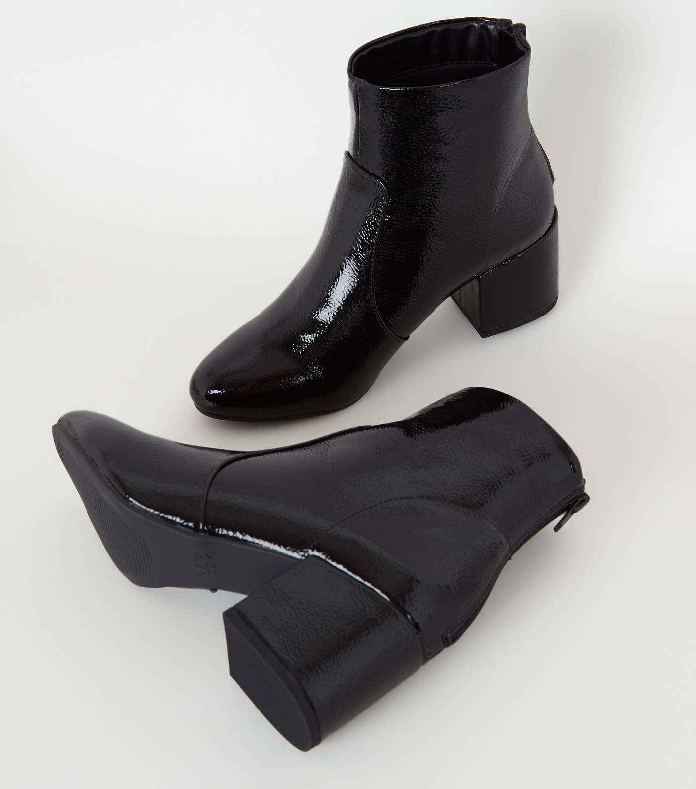Black Crinkle Patent Heeled Ankle Boots Image 4
