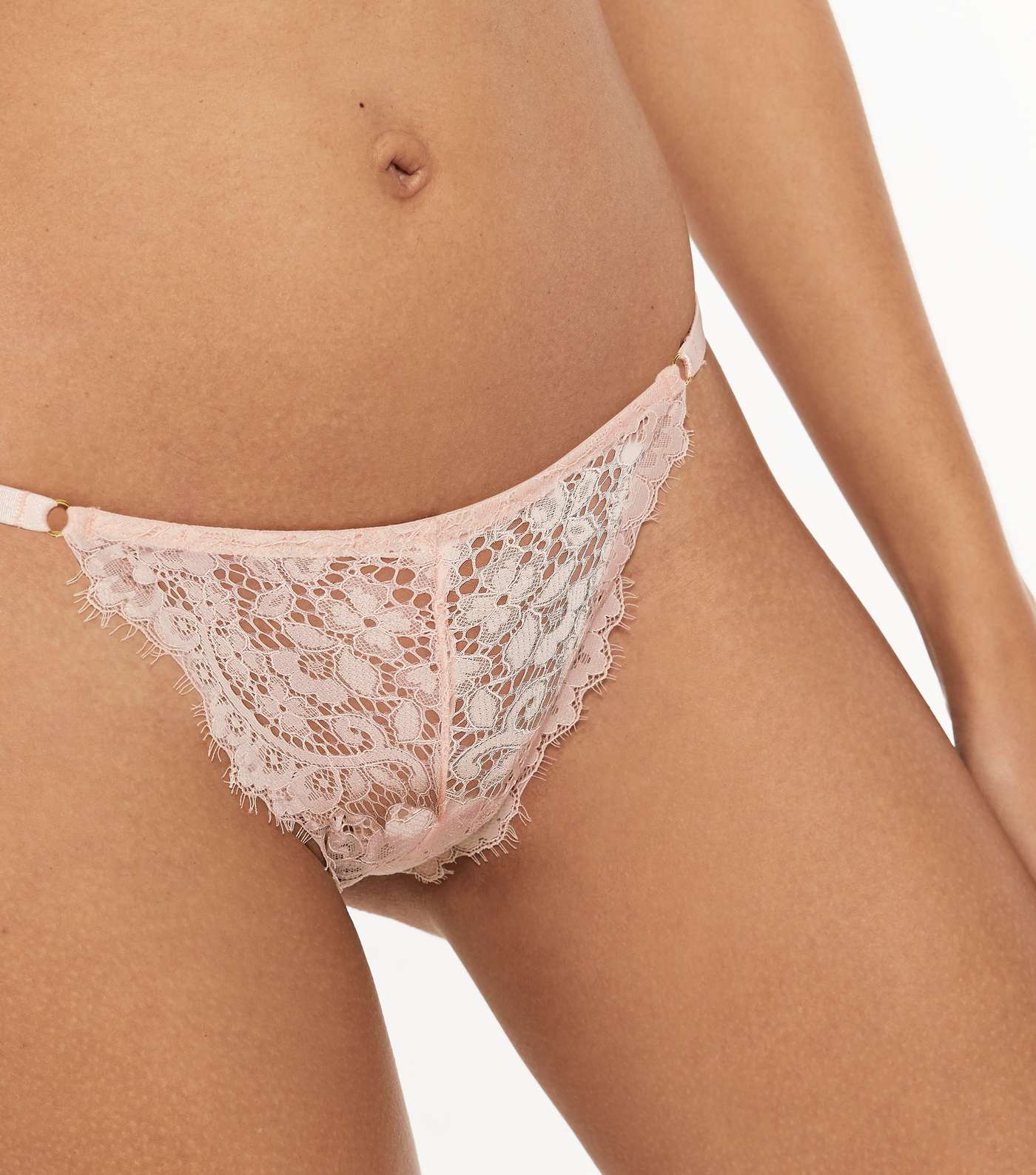 Mid Pink Lace Strappy Tanga Briefs Image 4