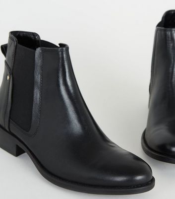 black leather flat chelsea boots womens