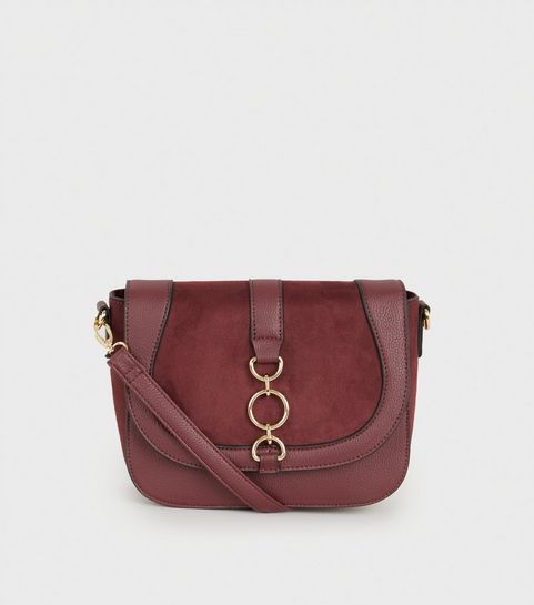 Burgundy Ring Front Saddle Bag