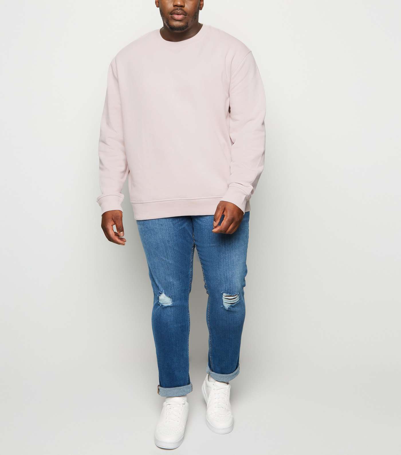 Plus Size Pink Long Sleeve Crew Sweatshirt Image 2