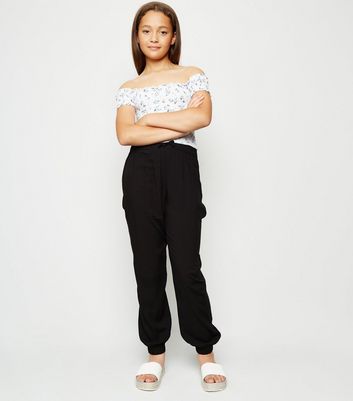 new look girls black trousers