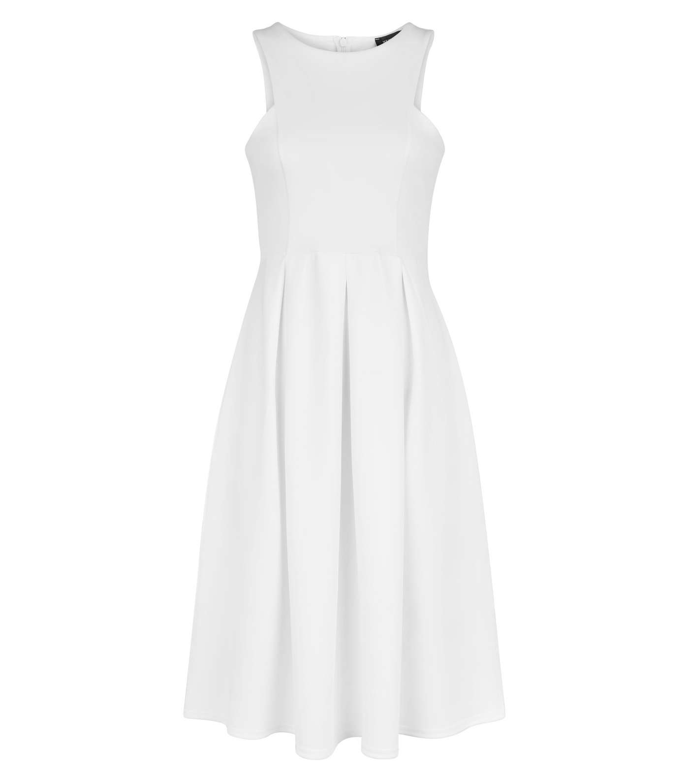 White Scuba Midi Prom Dress Image 4