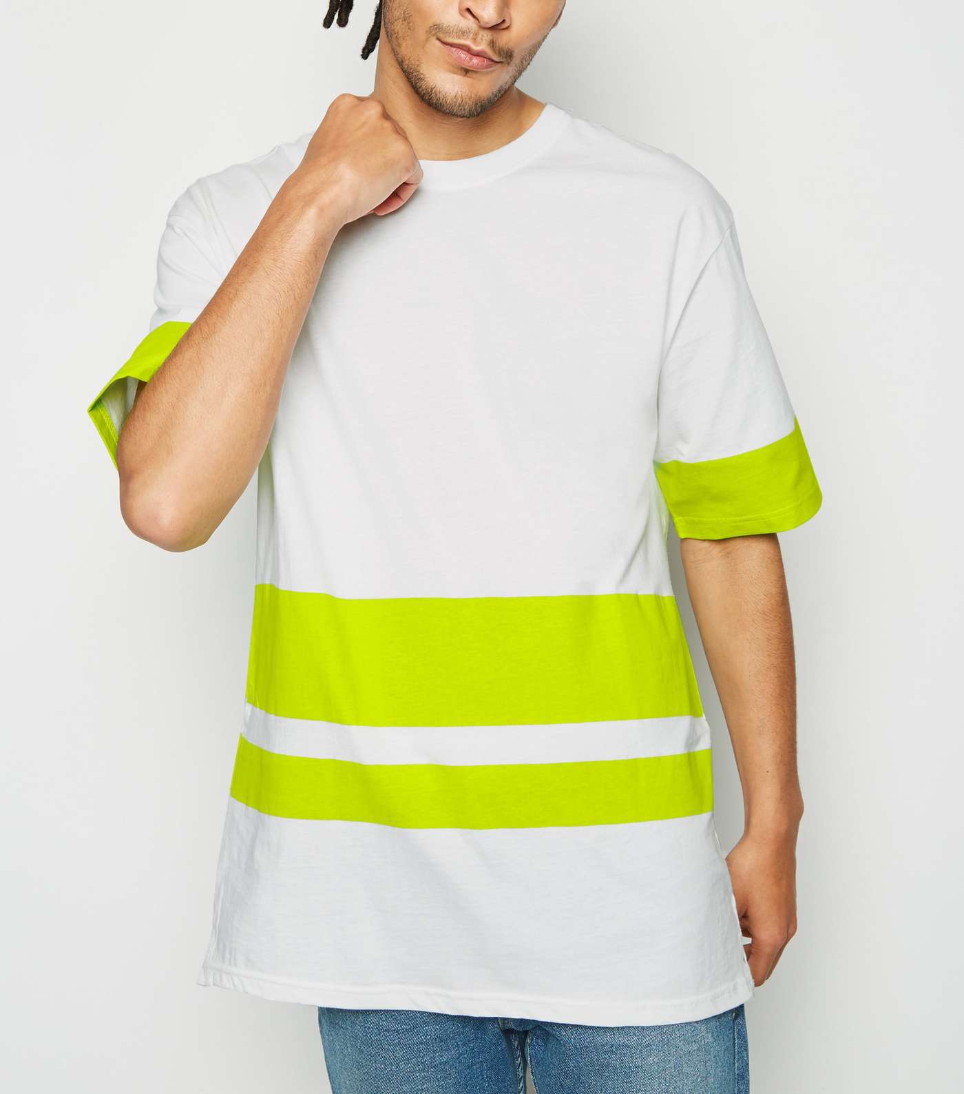 Green Neon Colour Block Stripe T-Shirt