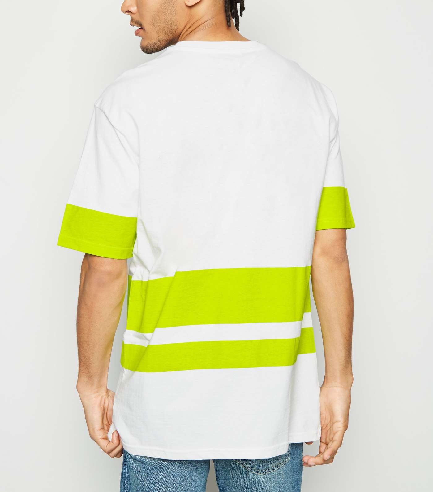 Green Neon Colour Block Stripe T-Shirt Image 3