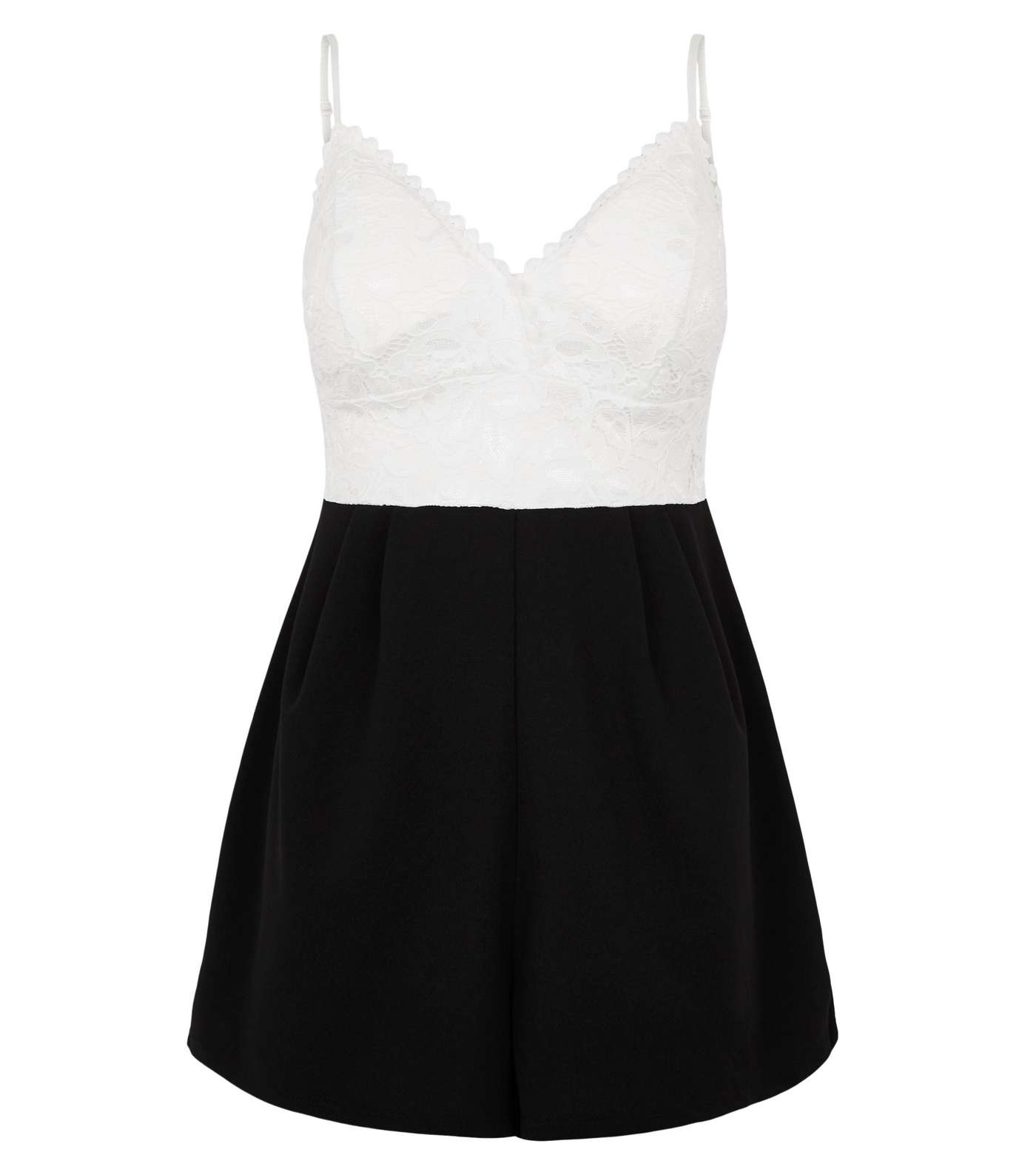 White and Black Lace Top Playsuit Image 4