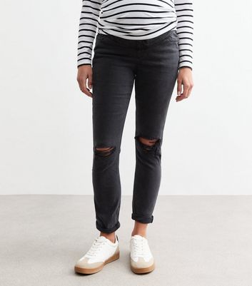 maternity ripped mom jeans