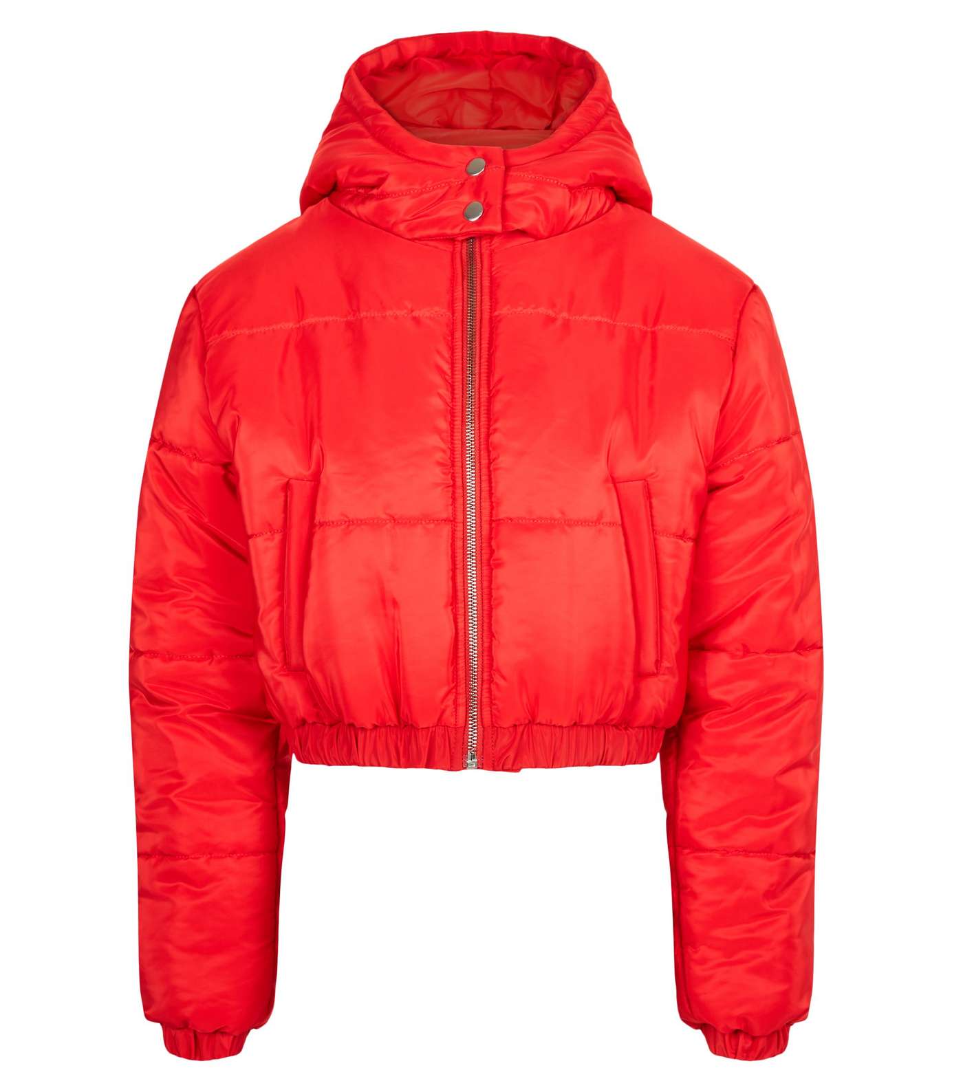 Girls Red Hooded Puffer Jacket Image 4
