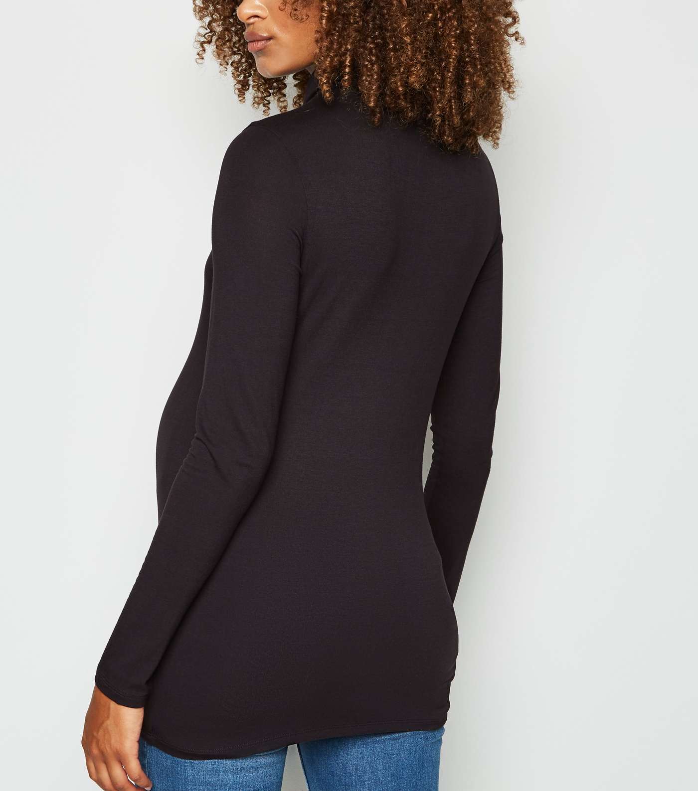 Maternity Black Roll Neck Top Image 3