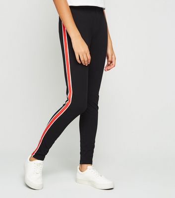 leggings with red side stripe