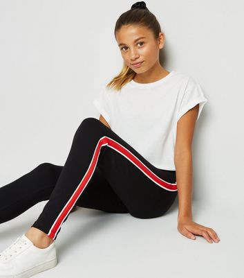 black leggings with yellow stripe down the side