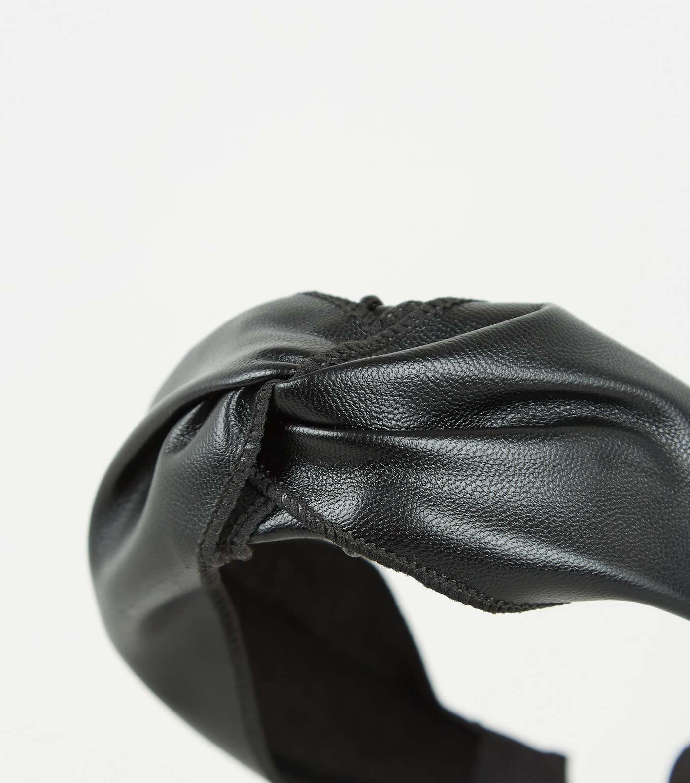 Black Leather-Look Knot Headband Image 3