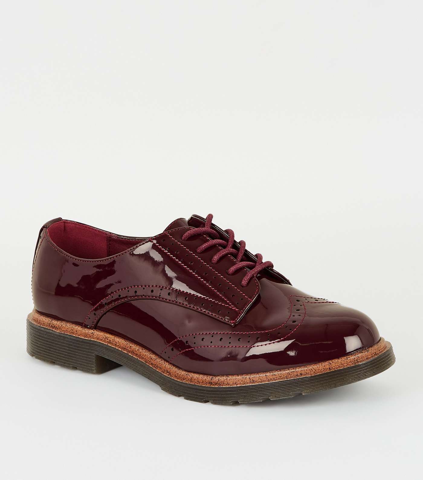 Burgundy Patent Lace Up Brogues