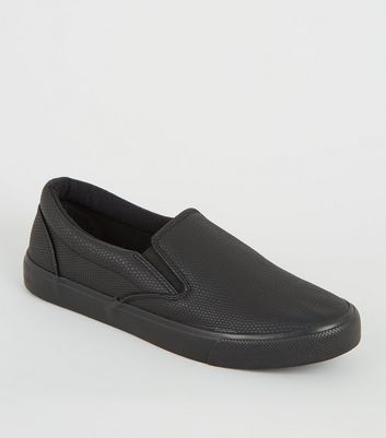 black faux snake slip on trainers