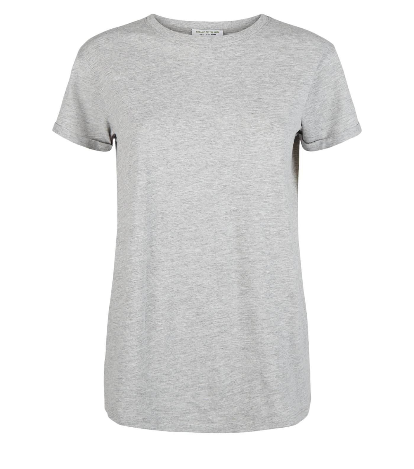 Petite Grey Organic Cotton Blend Roll Sleeve T-Shirt Image 4