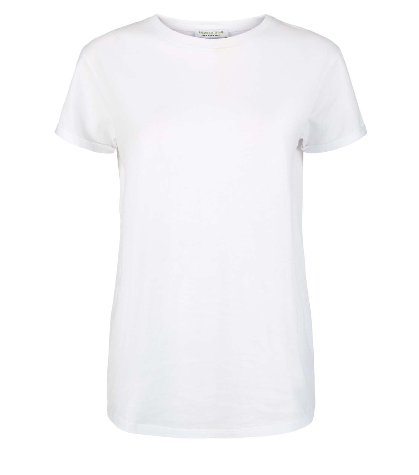 Petite White Organic Cotton Roll Sleeve T-Shirt Image 4