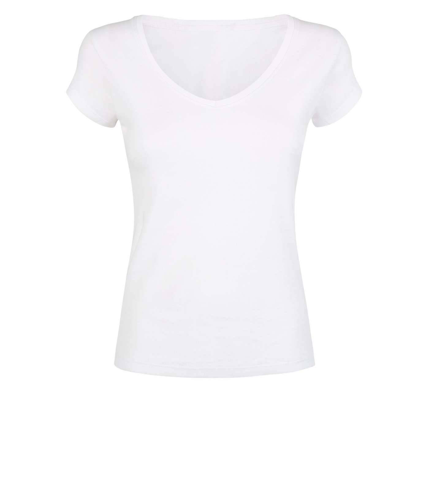 Petite White Organic Cotton V Neck T-Shirt Image 4