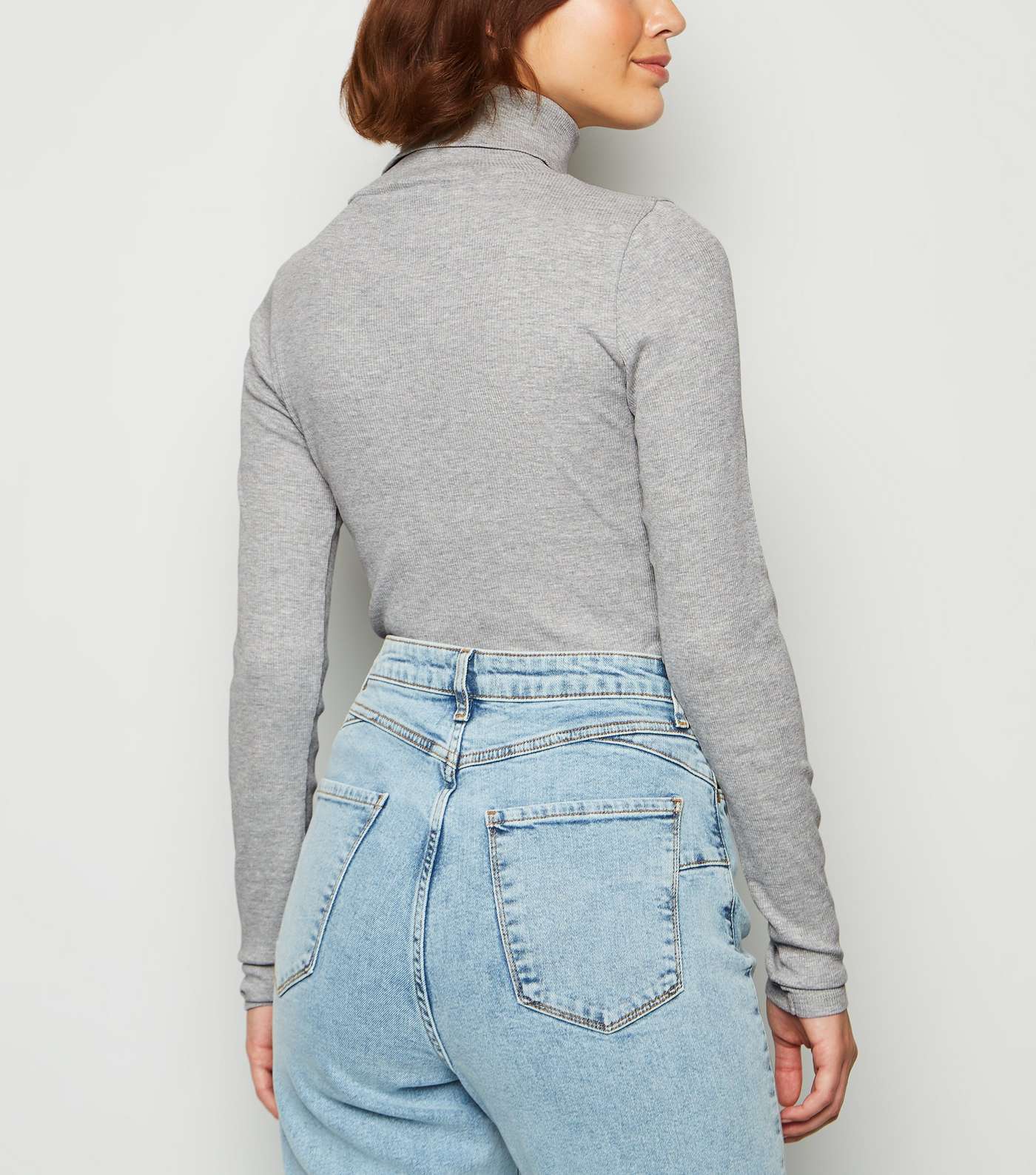 Tall Grey Roll Neck Long Sleeve Top Image 5