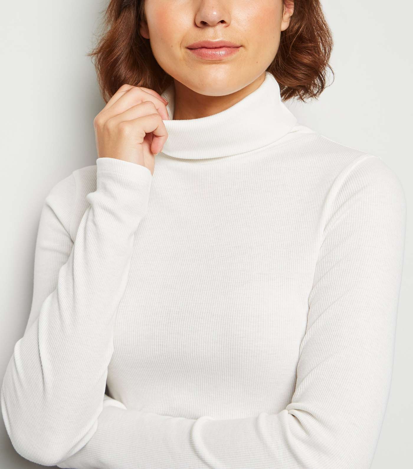 Tall Cream Roll Neck Long Sleeve Top Image 3