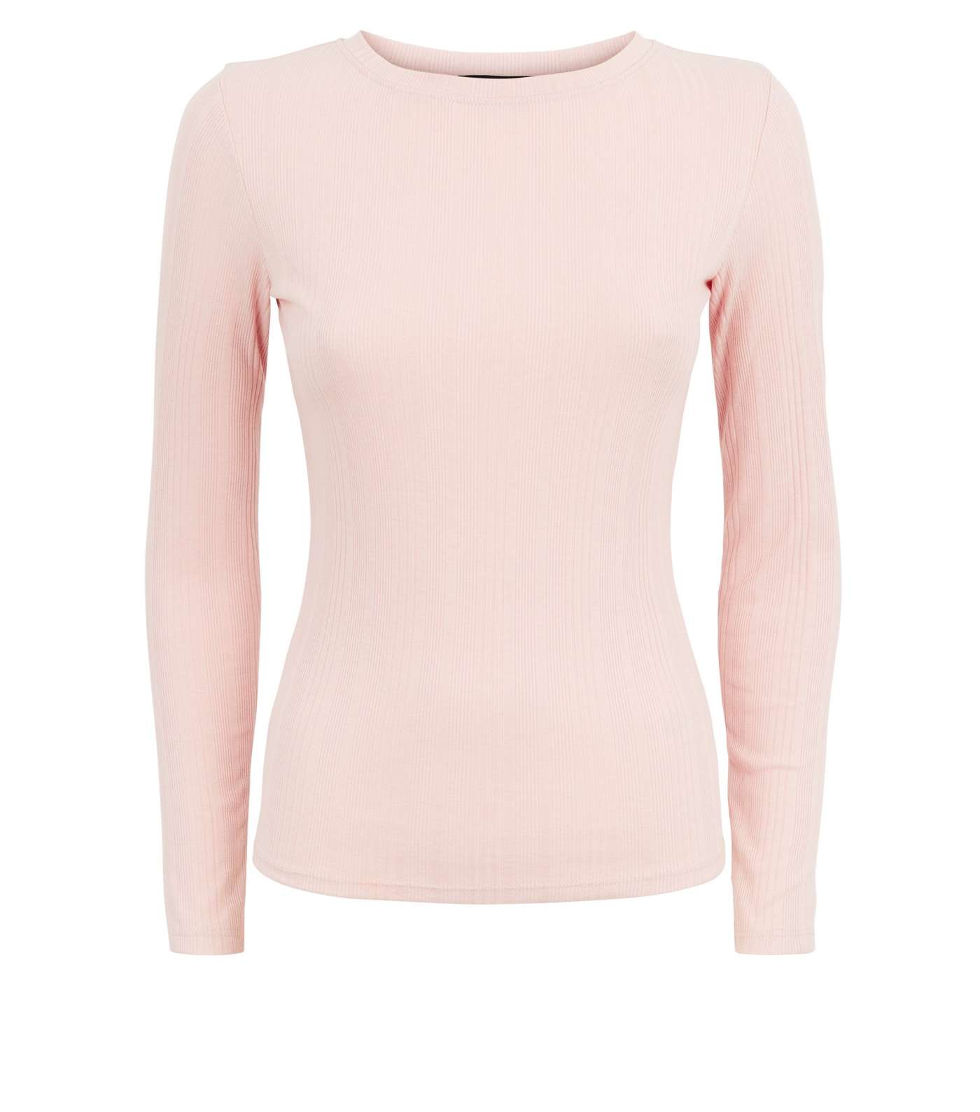 Petite Pale Pink Ribbed Long Sleeve Top Image 4
