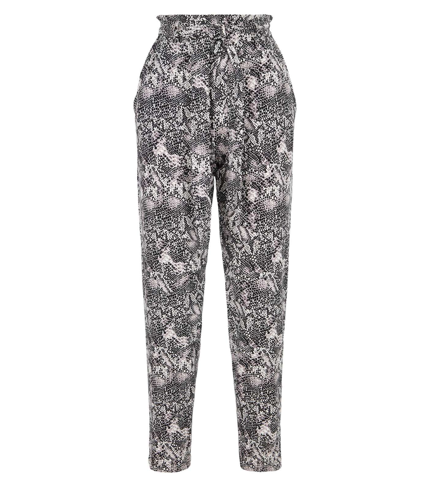White Snake Print Soft Touch High Waist Trousers Image 4