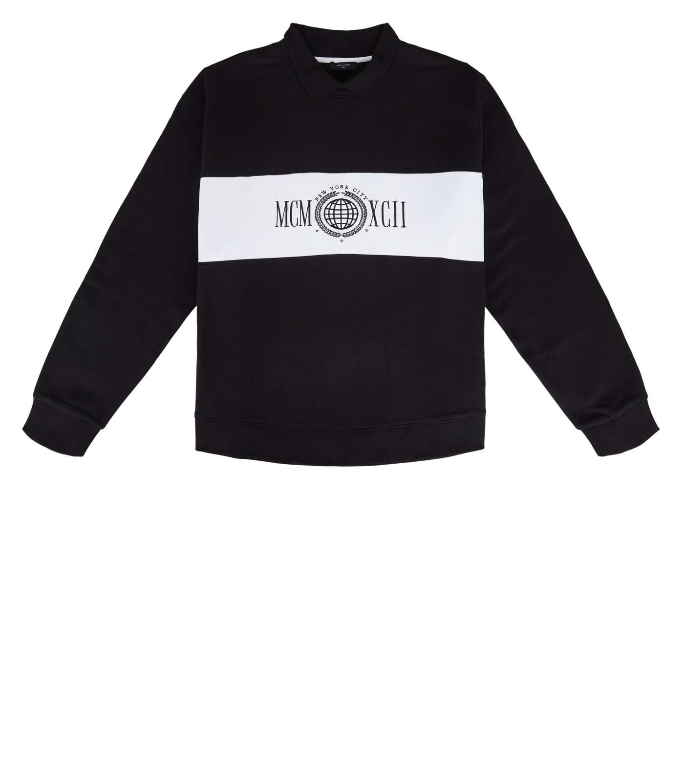 Plus Size Black Slogan Collared Sweatshirt Image 4