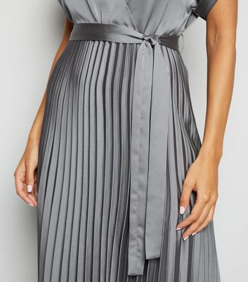 grey silk midi dress