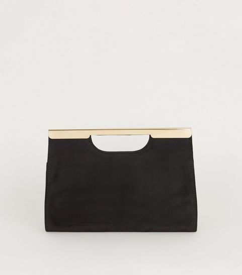 Black Suedette Clutch Bag