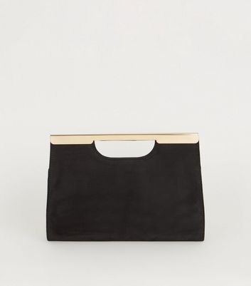 grey suedette clutch bag