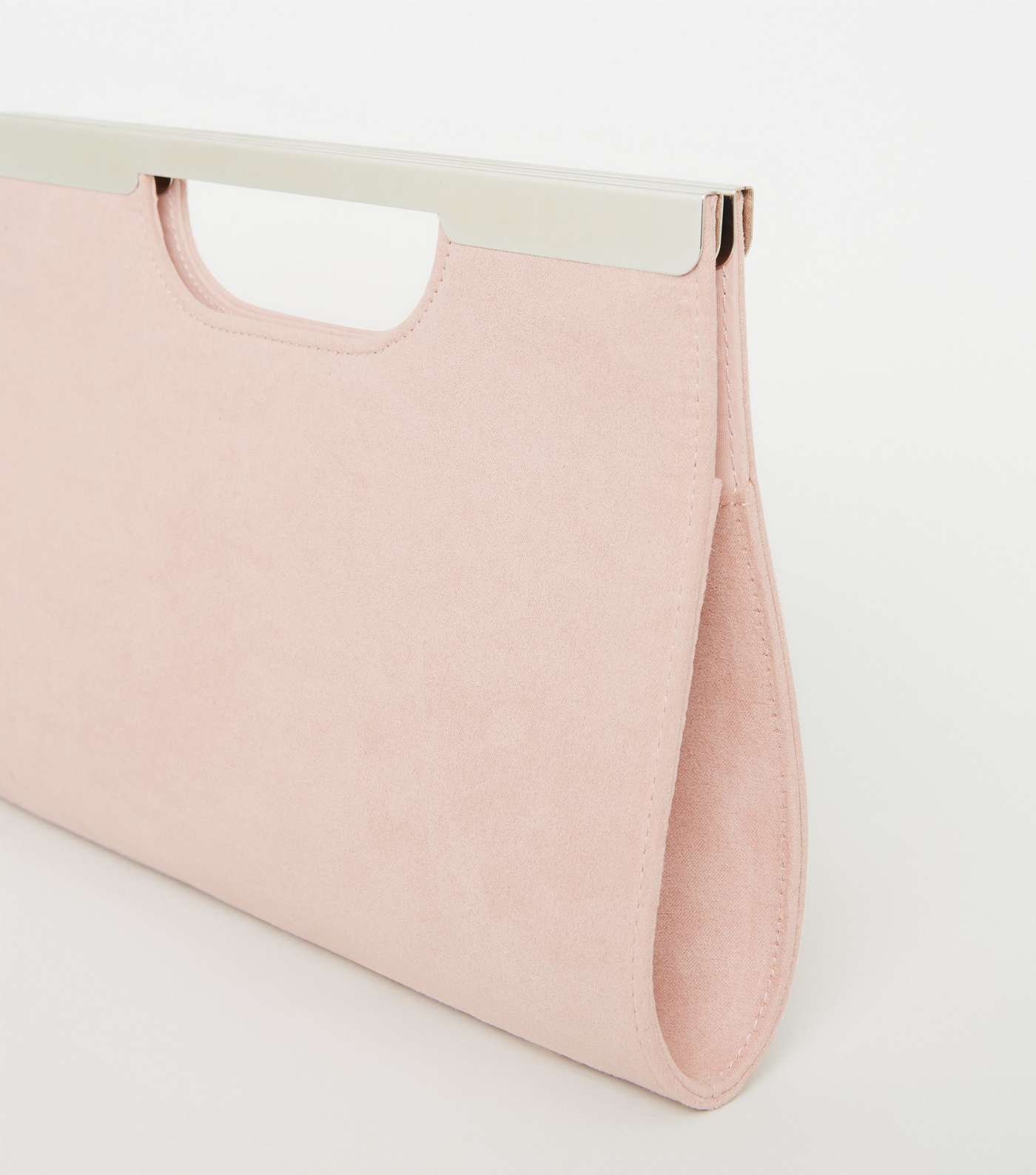 Pale Pink Suedette Clutch Bag Image 3