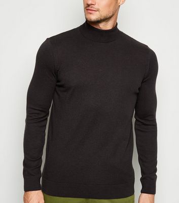 Image of Black Fine Knit Roll Neck Top New Look
