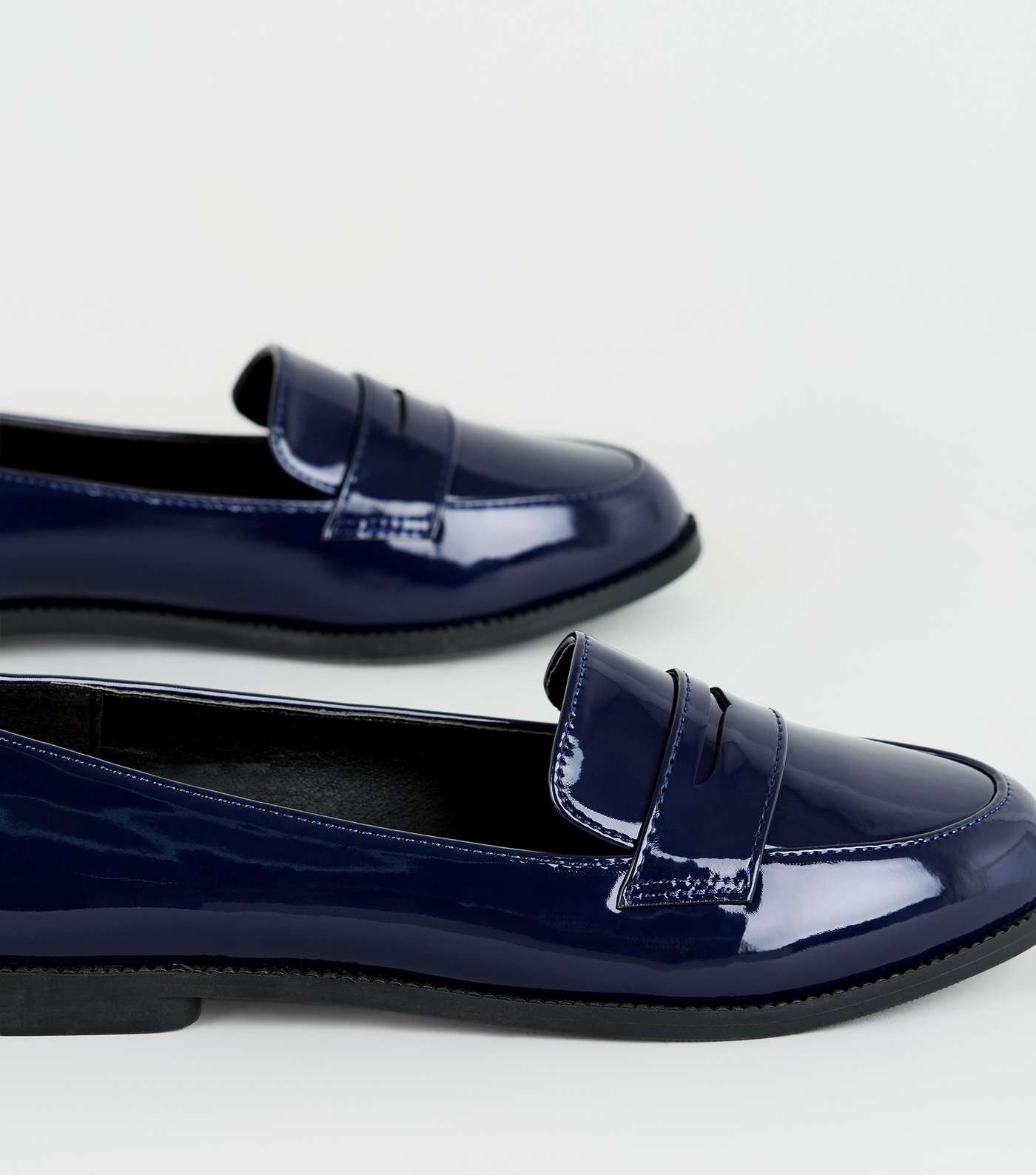 Girls Navy Patent Penny Loafers Image 4