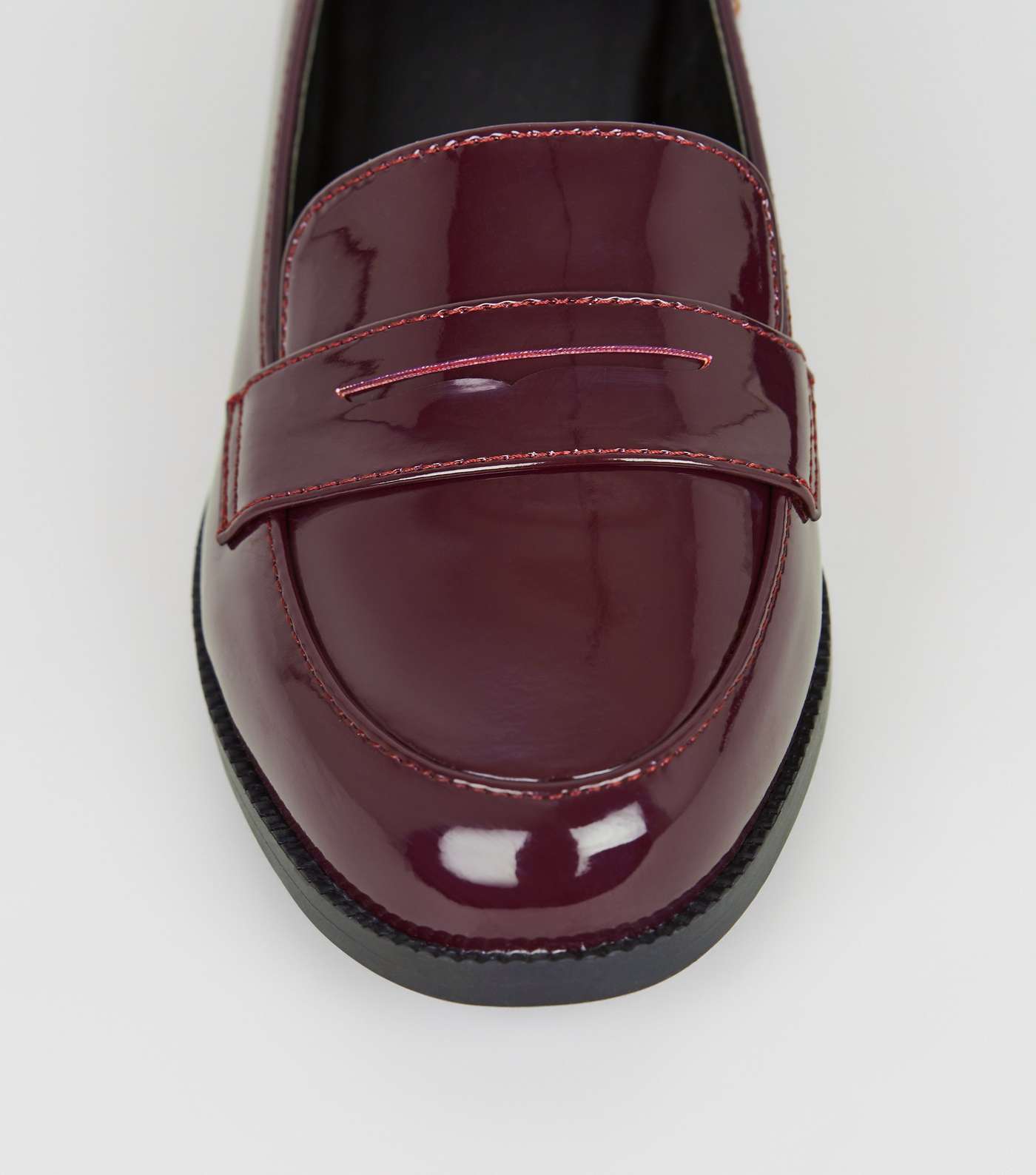 Girls Burgundy Patent Penny Loafers Image 4