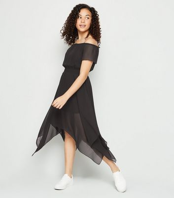 new look black bardot dress